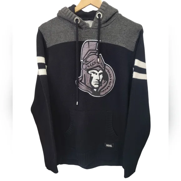 NHL by ILANCO Ottawa Senators Knit Hoodie Black Sens Pullover Sweater Me… - Picture 4 of 16
